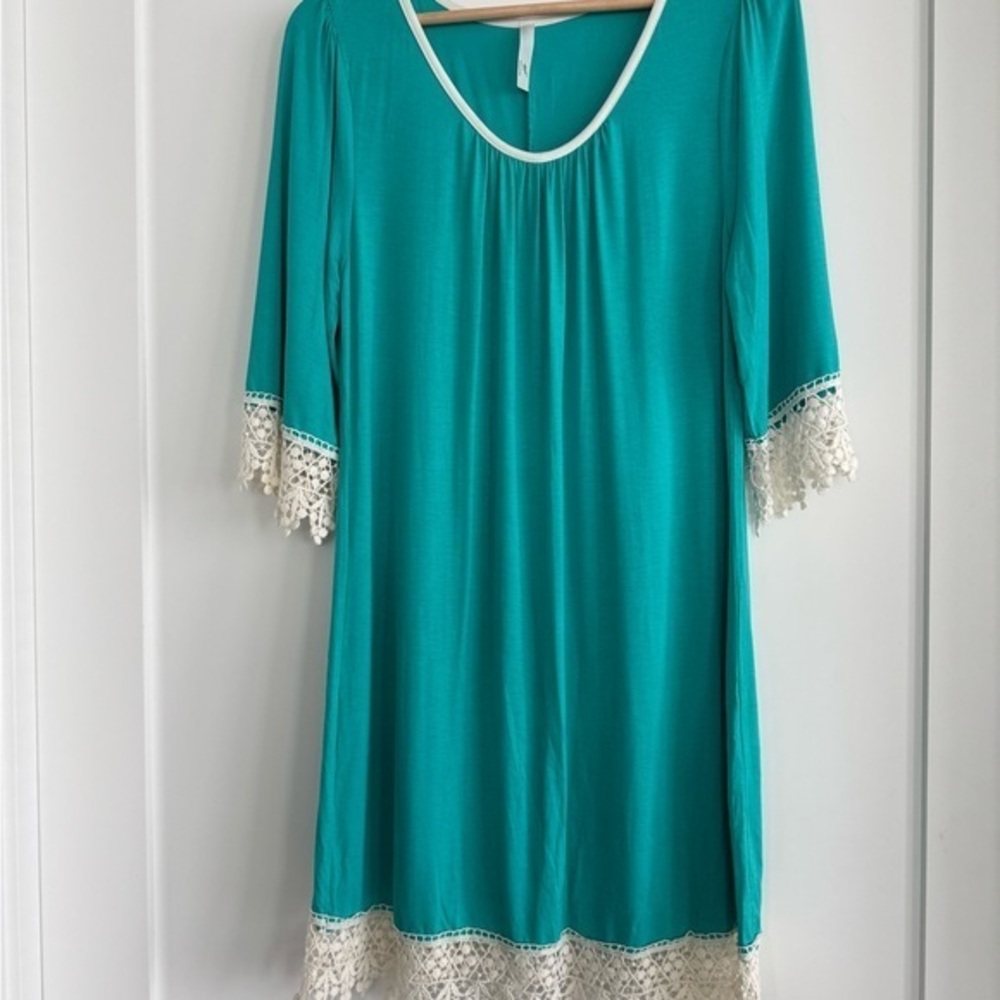 Teal Lace Trim Women's Tunic
